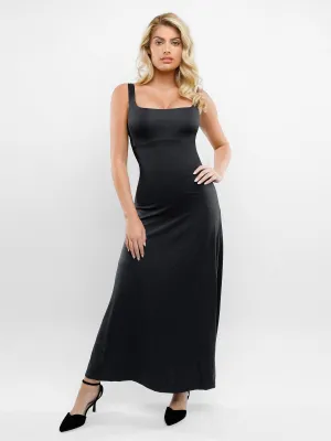 Shapewear Sleeveless Square Neck Houglass A-Line Maxi Dress For Insiders