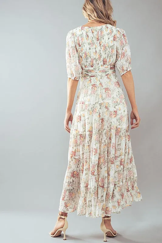 Short Puff Floral Maxi