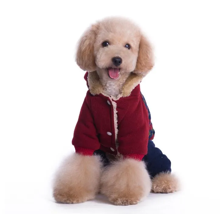 SK2M Pet Dog Warm Clothes Puppy Jumpsuit Hoodies Vest