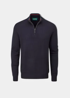 Streetly Men's 1/2 Zip Mock Neck Jumper In Navy - Classic Fit