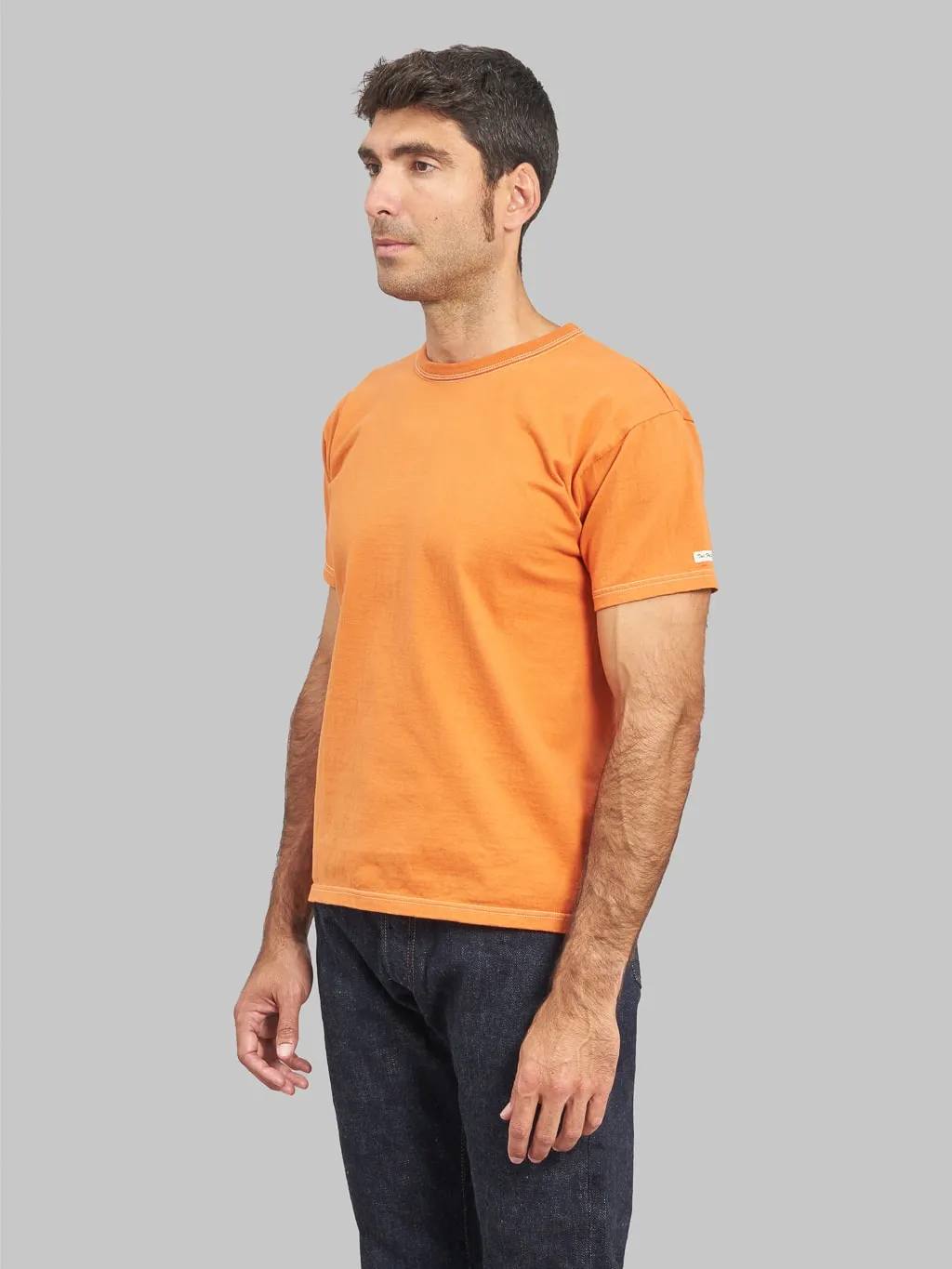 The Flat Head Loopwheeled Heavyweight Plain T-Shirt Dark Orange