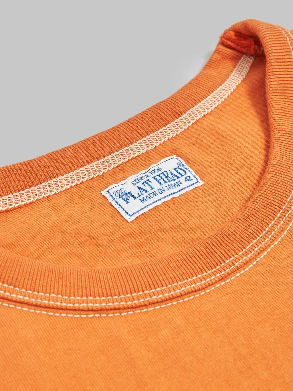 The Flat Head Loopwheeled Heavyweight Plain T-Shirt Dark Orange