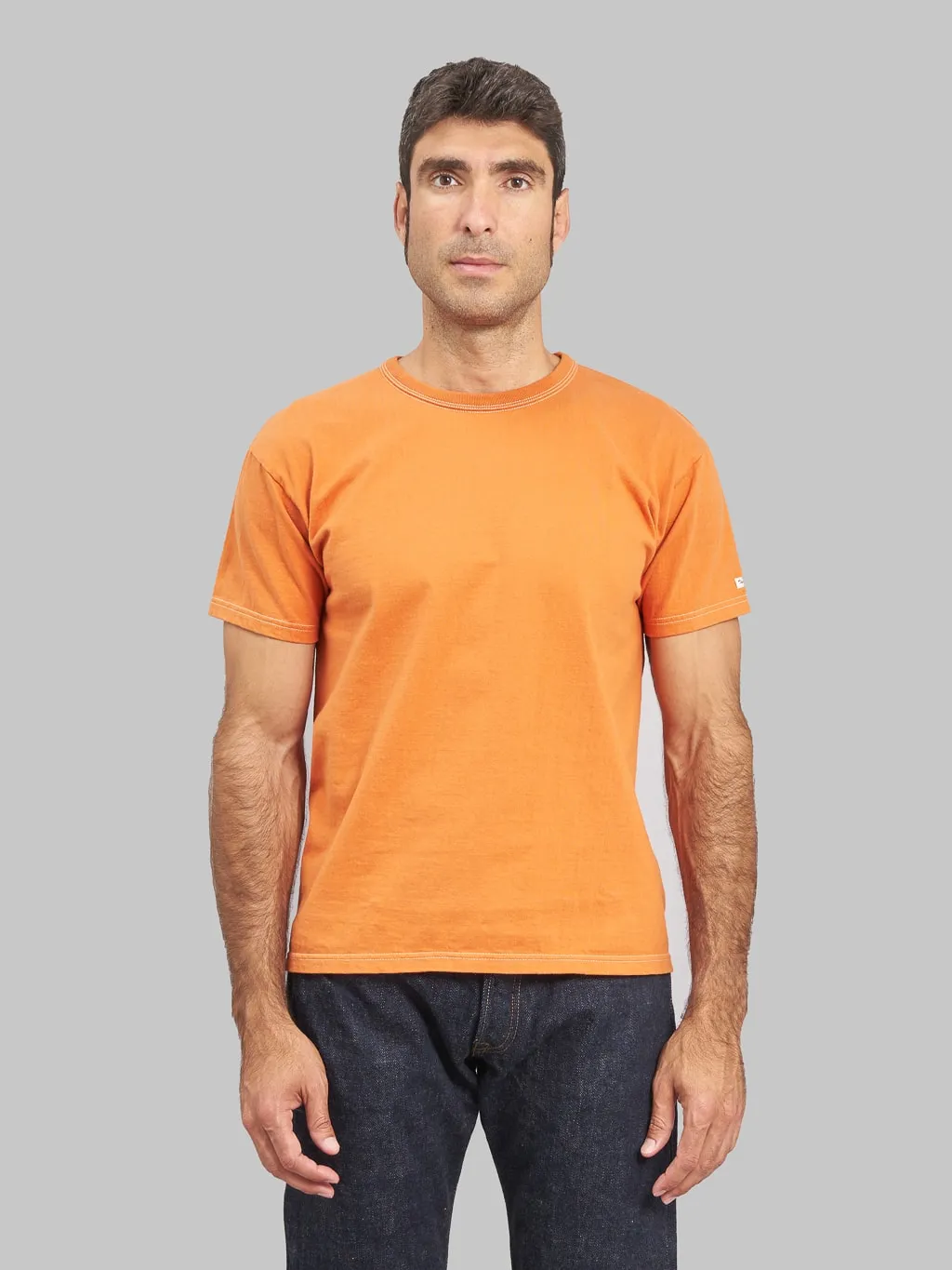 The Flat Head Loopwheeled Heavyweight Plain T-Shirt Dark Orange