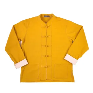 Unisex Fairtrade Ribbed Cotton Mandarin Jacket / Shirt Mustard Yellow