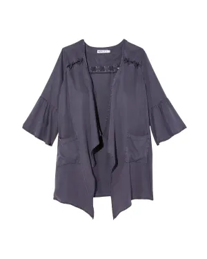 Valerie 3/4 Flared Sleeve Kimono | Charcoal Grey