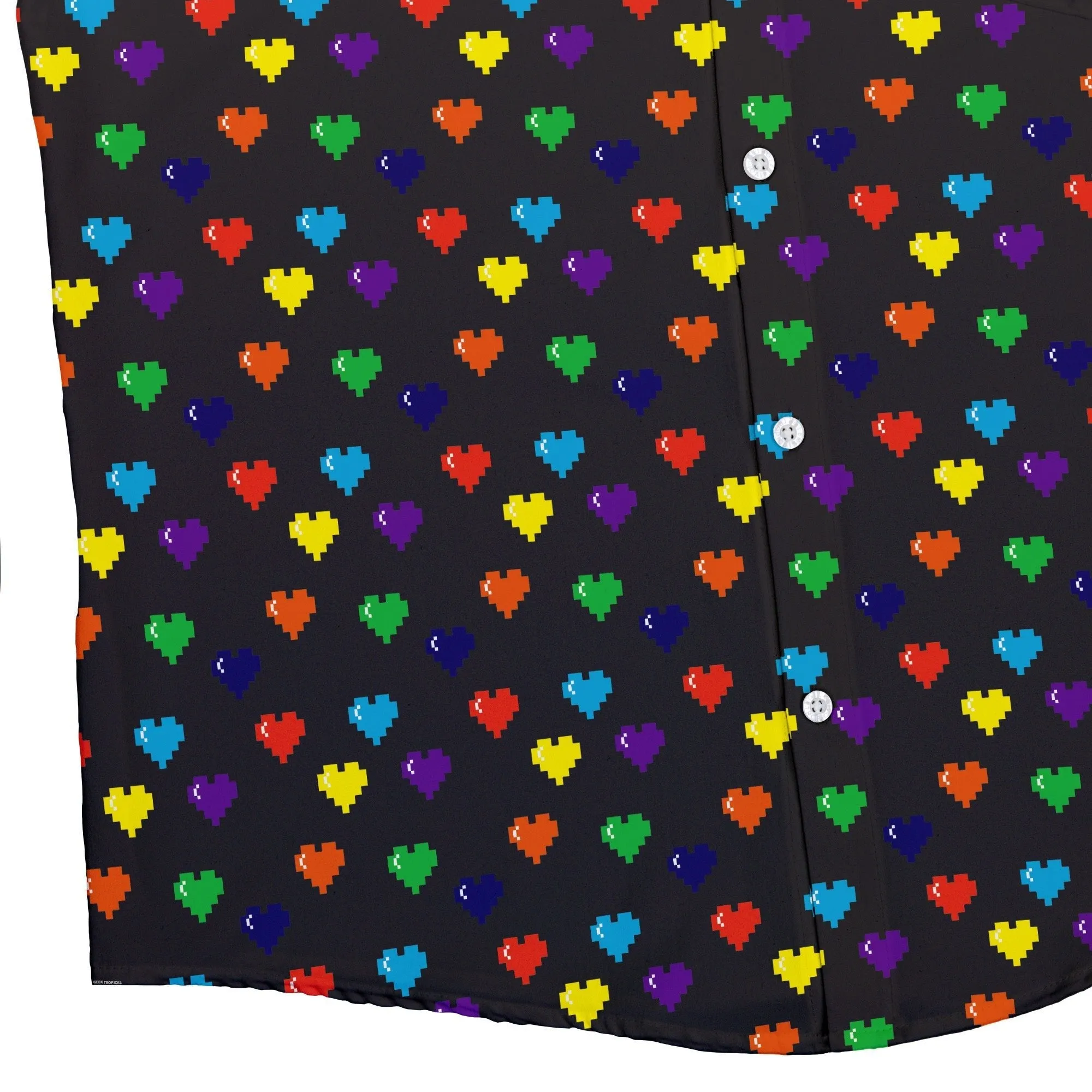 Video Game LGBTQ  Pride Hearts Button Up Shirt