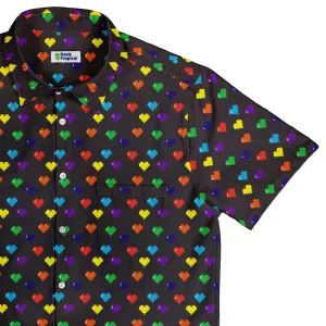 Video Game LGBTQ  Pride Hearts Button Up Shirt