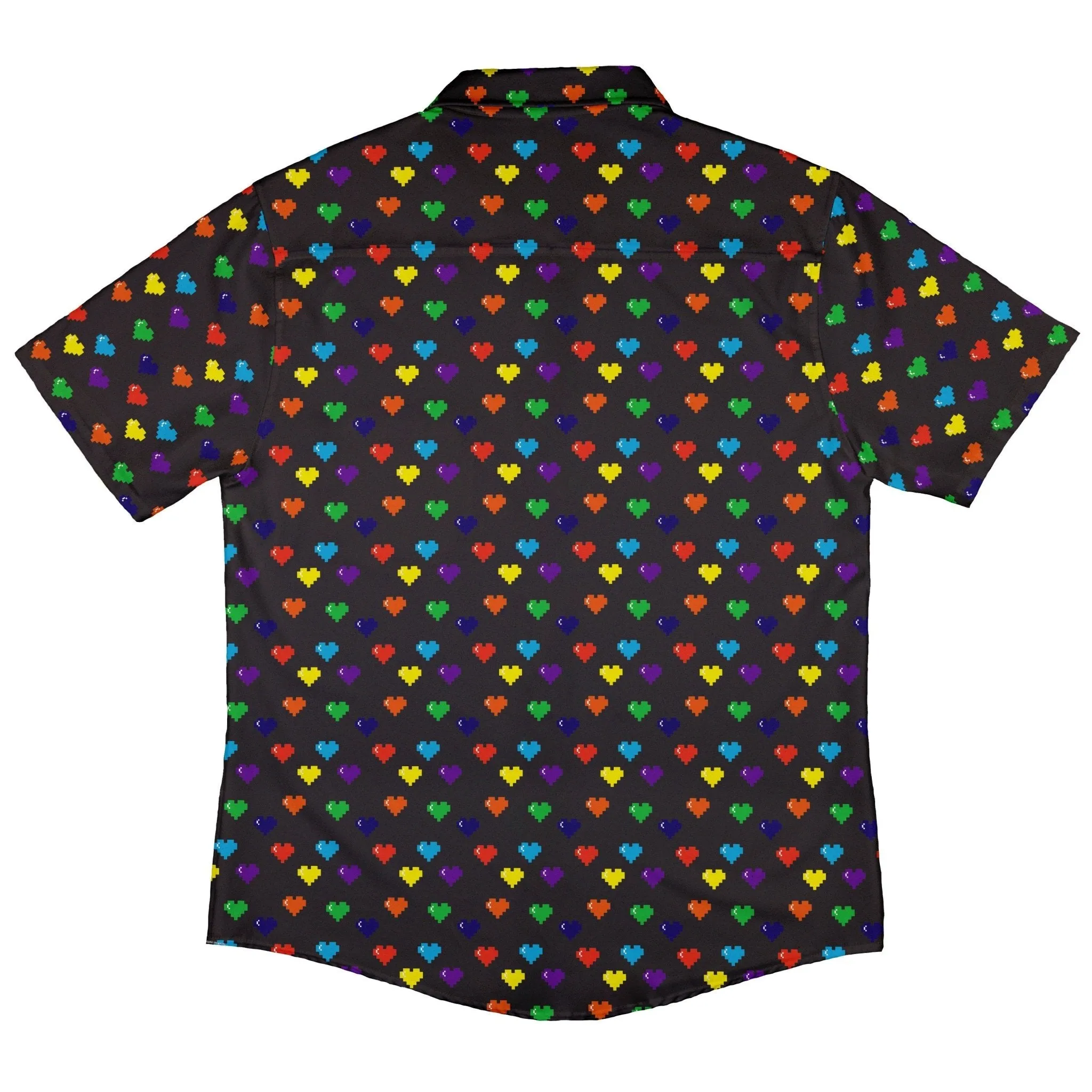 Video Game LGBTQ  Pride Hearts Button Up Shirt