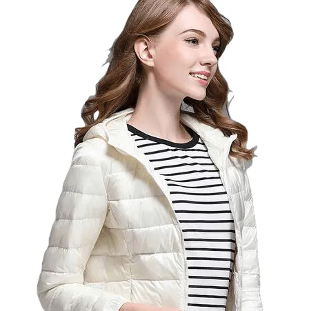 Winter Trendy Pure Color Lightweight Slim Fit Down Jacket For Ladies