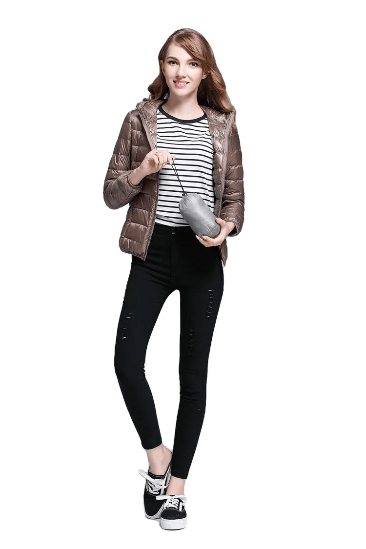 Winter Trendy Pure Color Lightweight Slim Fit Down Jacket For Ladies