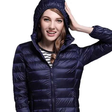 Winter Trendy Pure Color Lightweight Slim Fit Down Jacket For Ladies