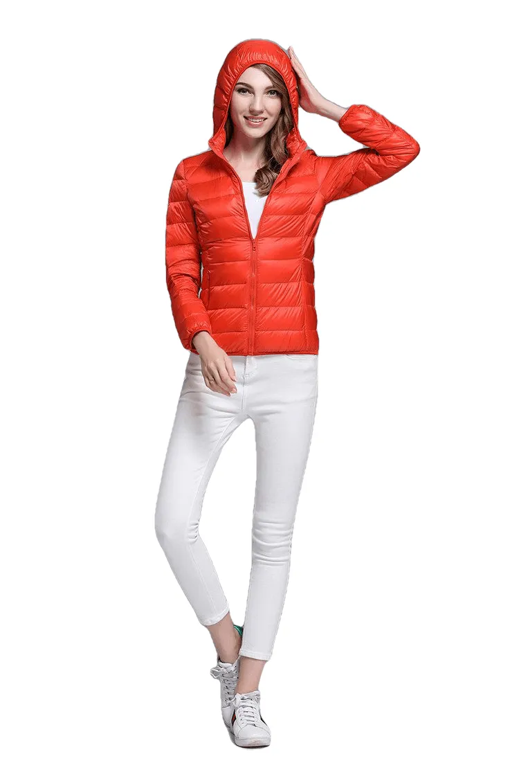 Winter Trendy Pure Color Lightweight Slim Fit Down Jacket For Ladies