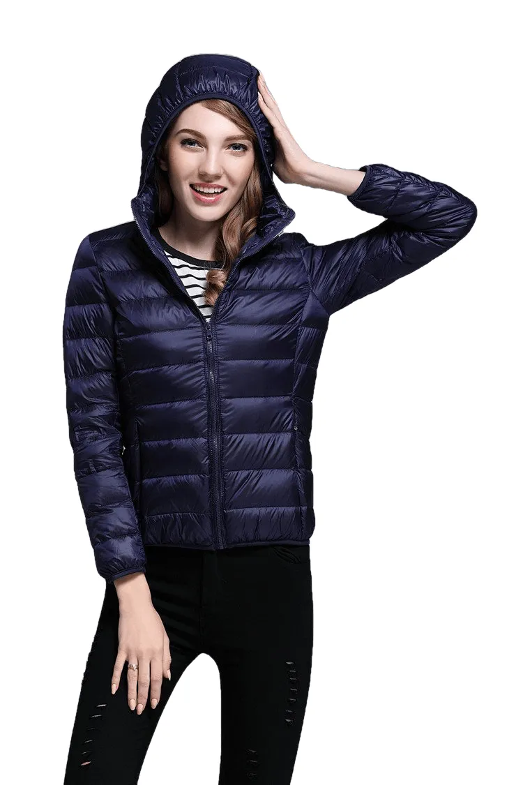 Winter Trendy Pure Color Lightweight Slim Fit Down Jacket For Ladies