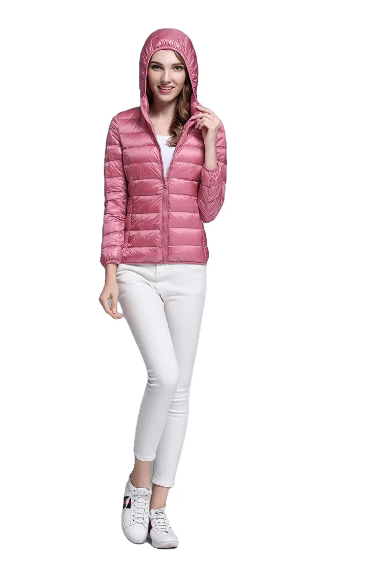 Winter Trendy Pure Color Lightweight Slim Fit Down Jacket For Ladies