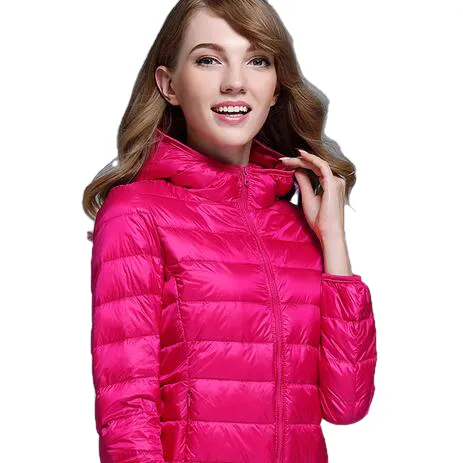 Winter Trendy Pure Color Lightweight Slim Fit Down Jacket For Ladies