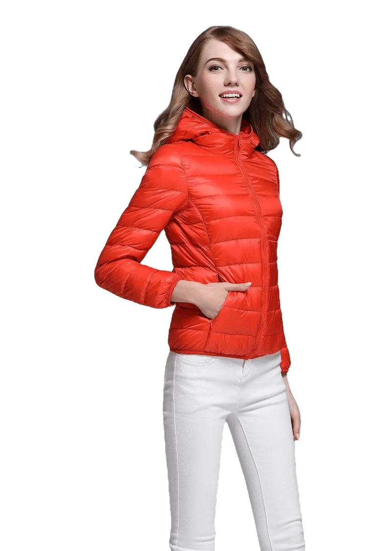 Winter Trendy Pure Color Lightweight Slim Fit Down Jacket For Ladies