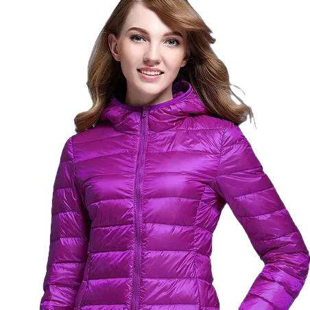 Winter Trendy Pure Color Lightweight Slim Fit Down Jacket For Ladies