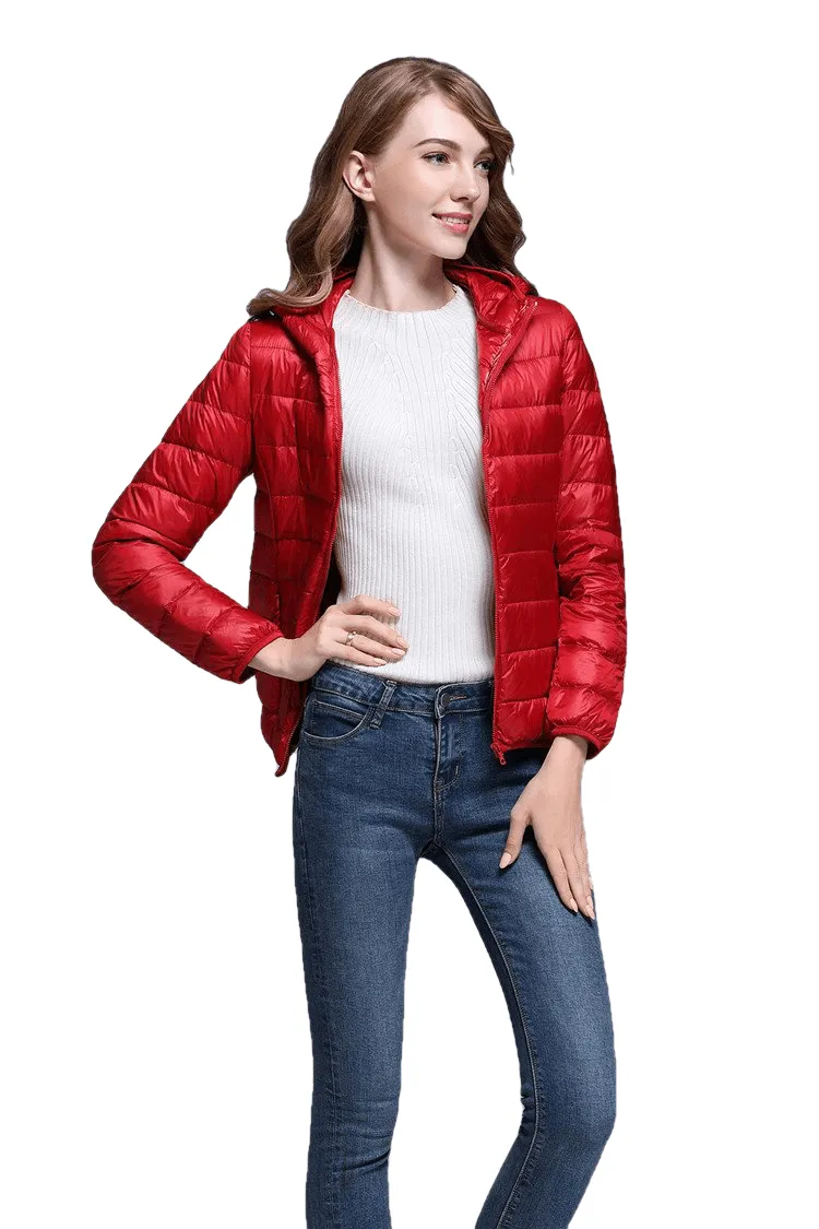 Winter Trendy Pure Color Lightweight Slim Fit Down Jacket For Ladies