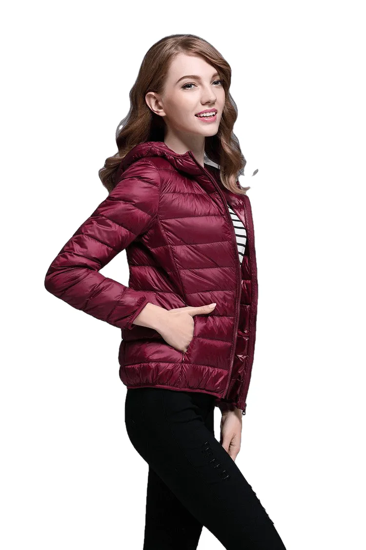 Winter Trendy Pure Color Lightweight Slim Fit Down Jacket For Ladies