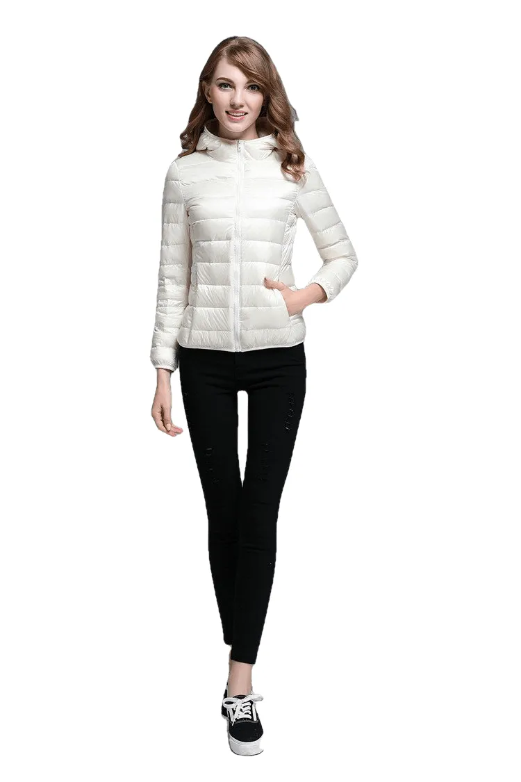 Winter Trendy Pure Color Lightweight Slim Fit Down Jacket For Ladies