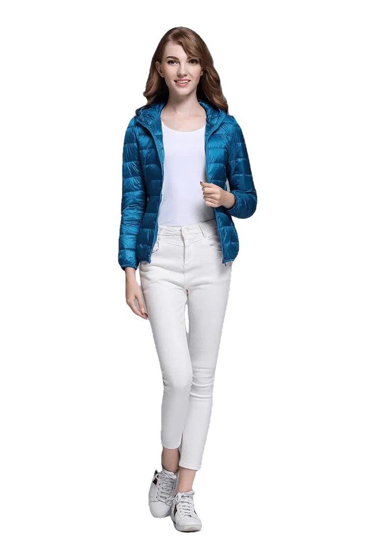 Winter Trendy Pure Color Lightweight Slim Fit Down Jacket For Ladies