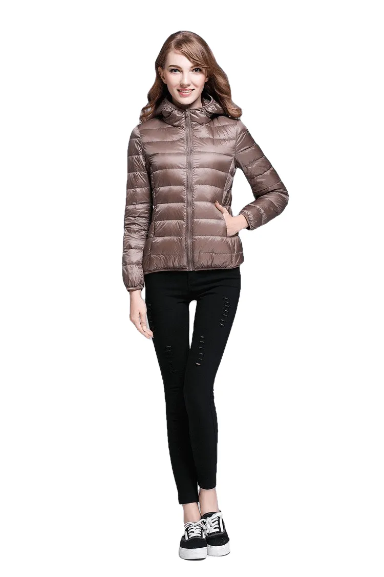 Winter Trendy Pure Color Lightweight Slim Fit Down Jacket For Ladies