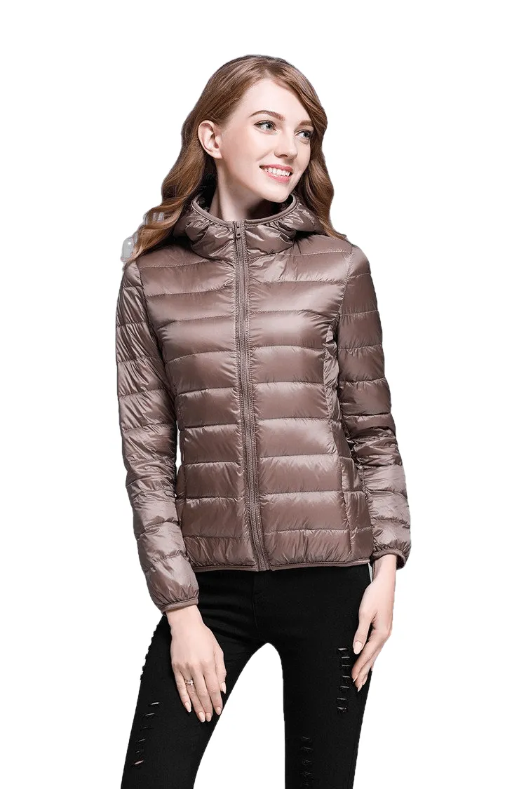 Winter Trendy Pure Color Lightweight Slim Fit Down Jacket For Ladies