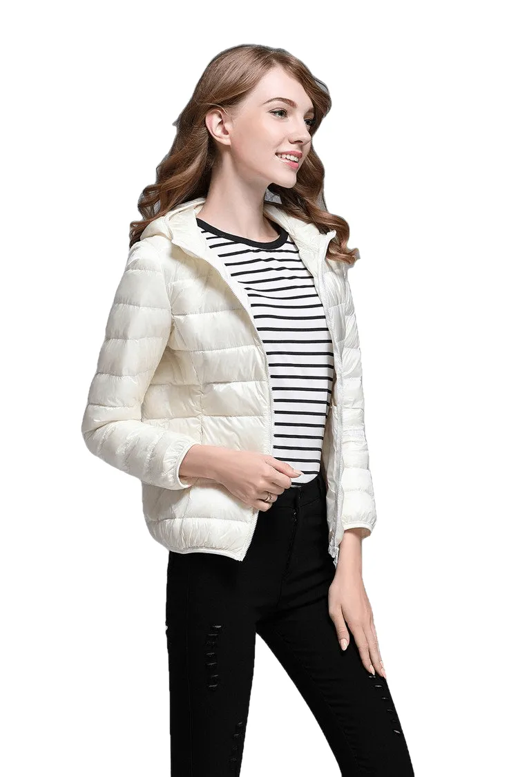 Winter Trendy Pure Color Lightweight Slim Fit Down Jacket For Ladies