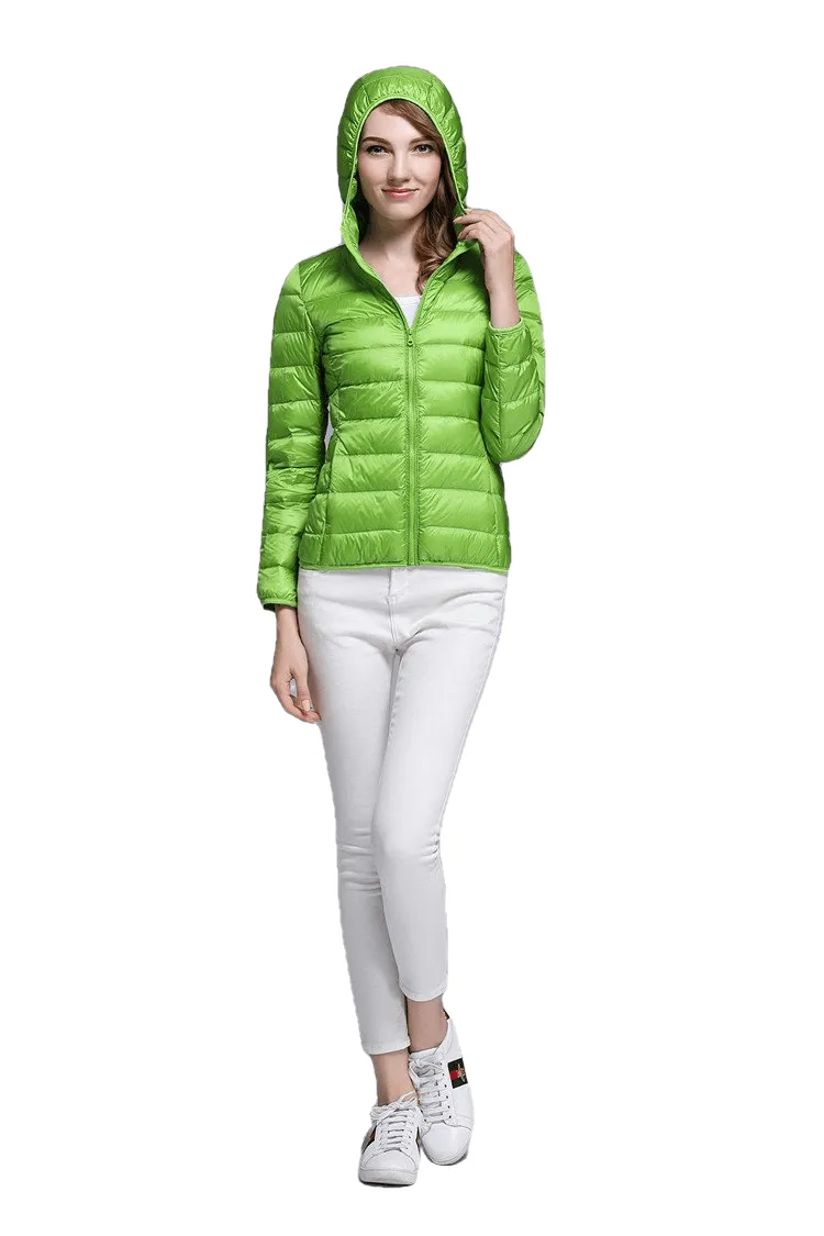 Winter Trendy Pure Color Lightweight Slim Fit Down Jacket For Ladies