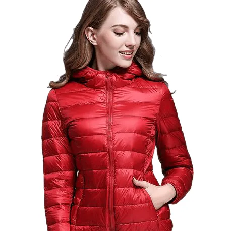 Winter Trendy Pure Color Lightweight Slim Fit Down Jacket For Ladies