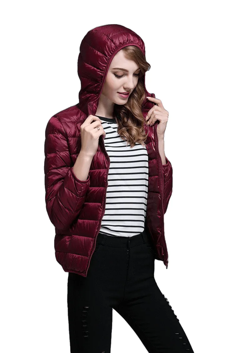 Winter Trendy Pure Color Lightweight Slim Fit Down Jacket For Ladies