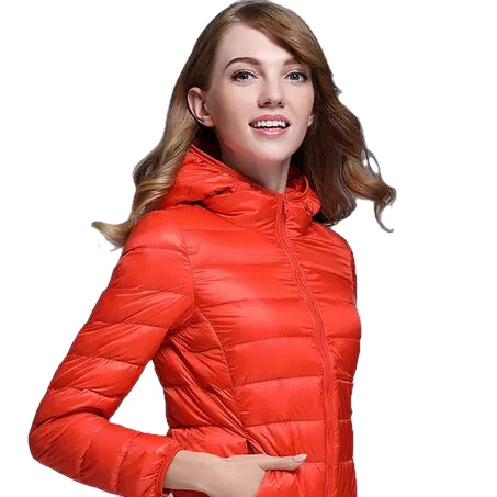 Winter Trendy Pure Color Lightweight Slim Fit Down Jacket For Ladies