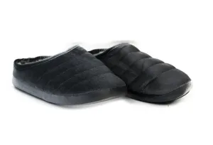 Womens Grosby Hoodies Slip On Dark Grey Puffer Slippers