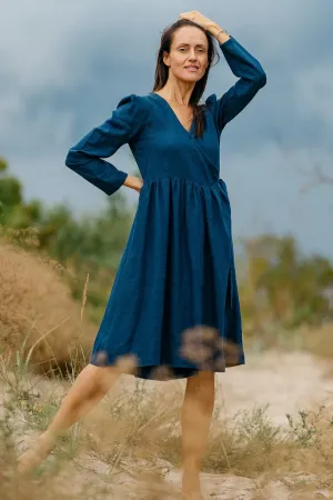 Wrap Linen V Neck Dress VENICE